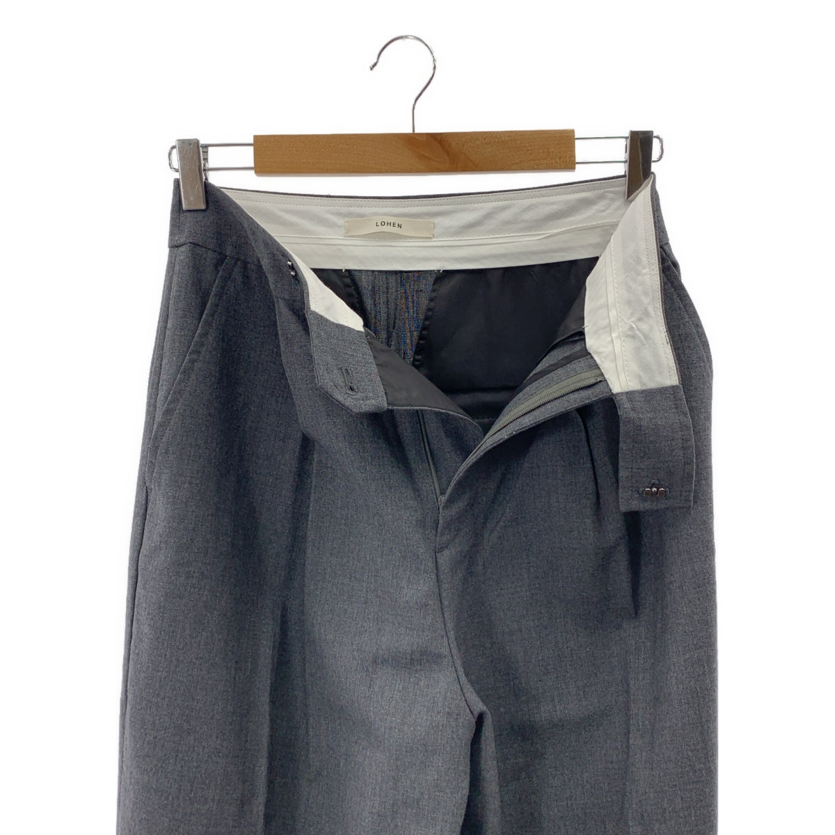 【美品】  LOHEN / ローヘン | タック ワイド スラックス パンツ | 38 | グレー | レディース