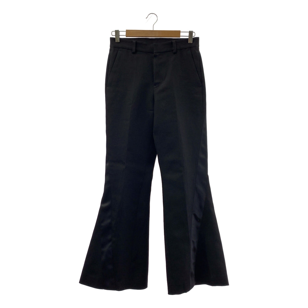 【美品】  sacai / サカイ | シルク コットン サイドライン フレア スラックス パンツ | 2 | ブラック | レディース