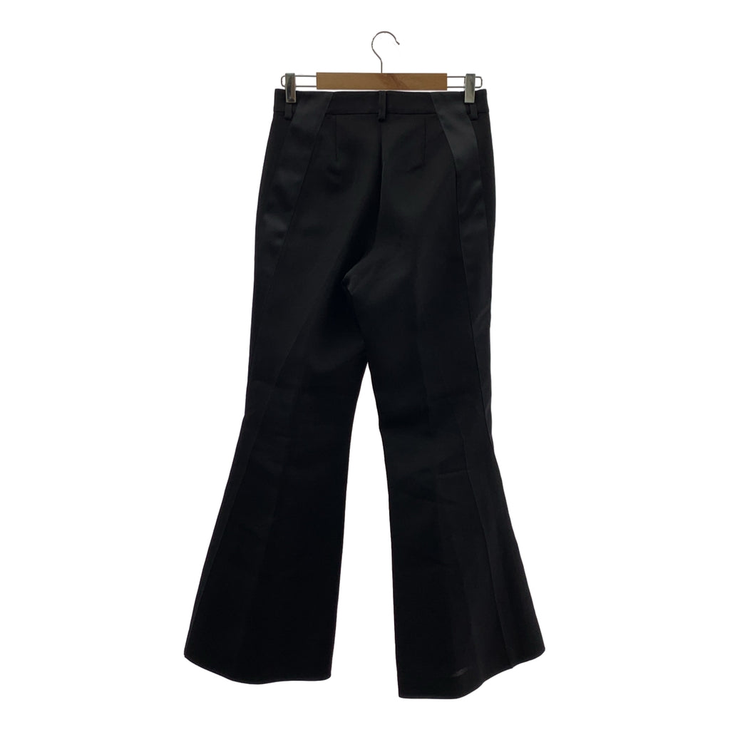 【美品】  sacai / サカイ | シルク コットン サイドライン フレア スラックス パンツ | 2 | ブラック | レディース