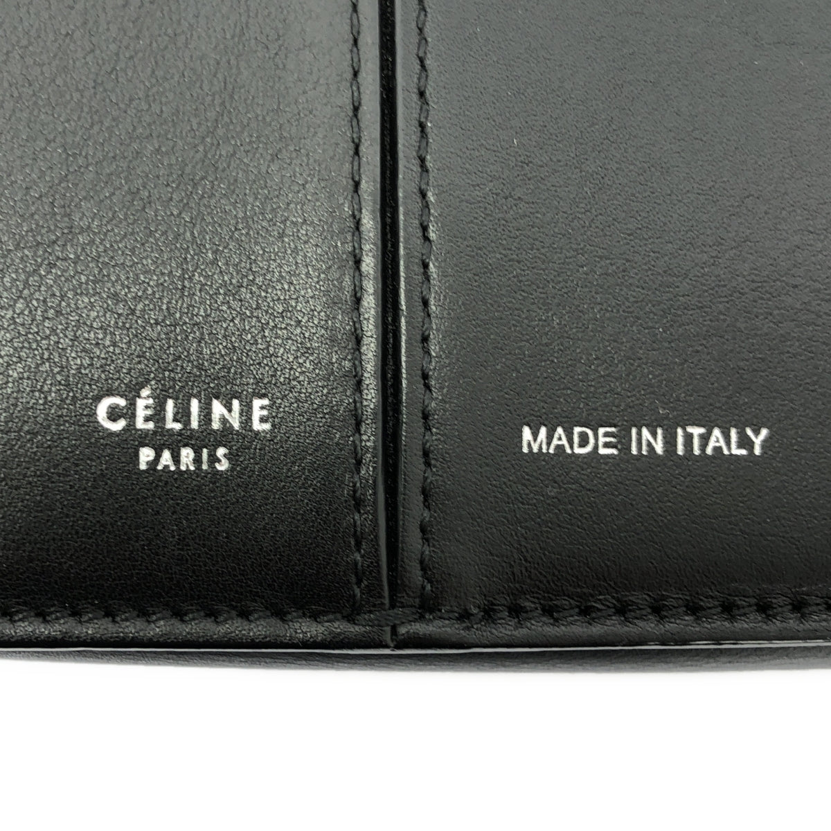 【美品】  CELINE / セリーヌ | CHAIN TRI-FOLD / トリフォルド 2way チェーンショルダー 付き レザー ロゴクラッチ バッグ | ブラック | レディース