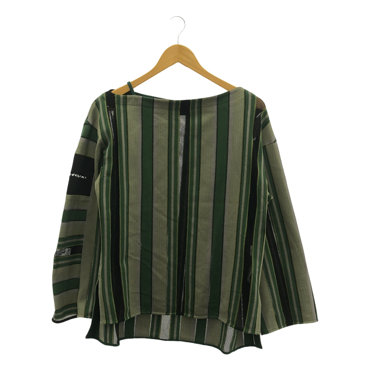 Mame Kurogouchi / 마메쿠로고우치 | 2023AW | Raschel Jersey Torchon Lace Stripe Top 토션 레이스 탑스 | 1 | 그린 | 여성