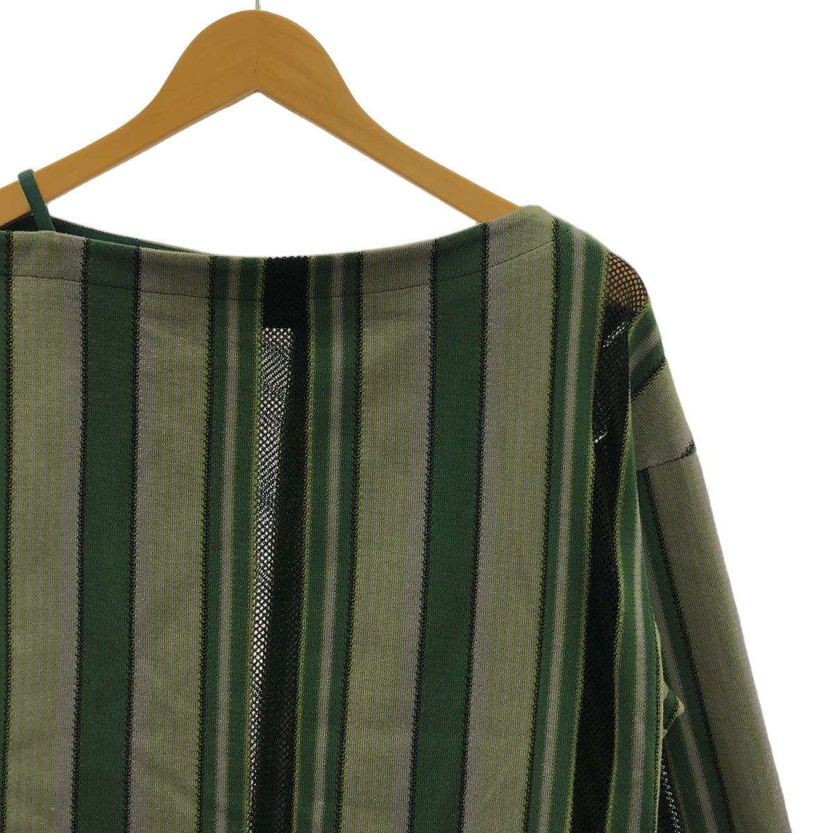 Mame Kurogouchi / 마메쿠로고우치 | 2023AW | Raschel Jersey Torchon Lace Stripe Top 토션 레이스 탑스 | 1 | 그린 | 여성