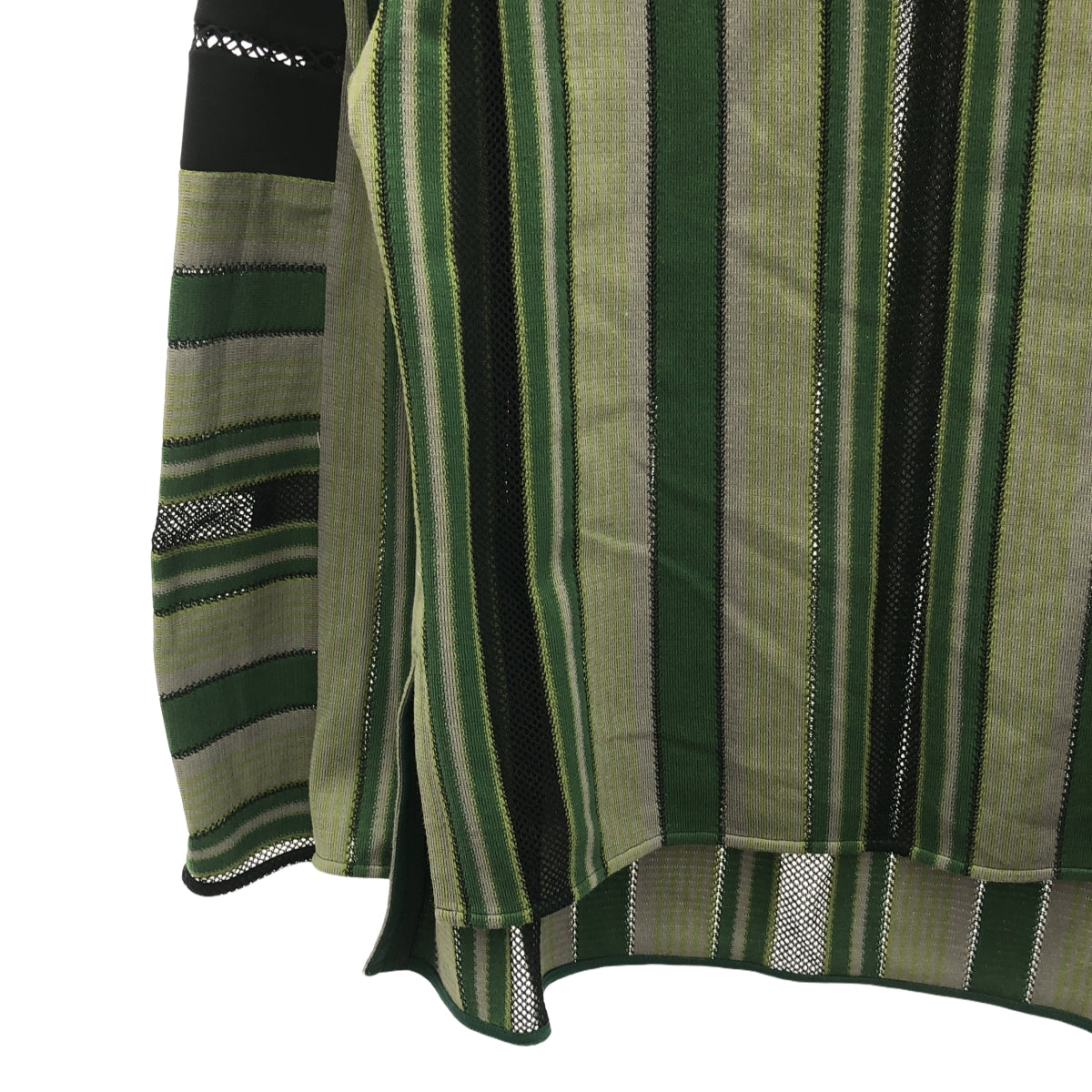 Mame Kurogouchi / 마메쿠로고우치 | 2023AW | Raschel Jersey Torchon Lace Stripe Top 토션 레이스 탑스 | 1 | 그린 | 여성