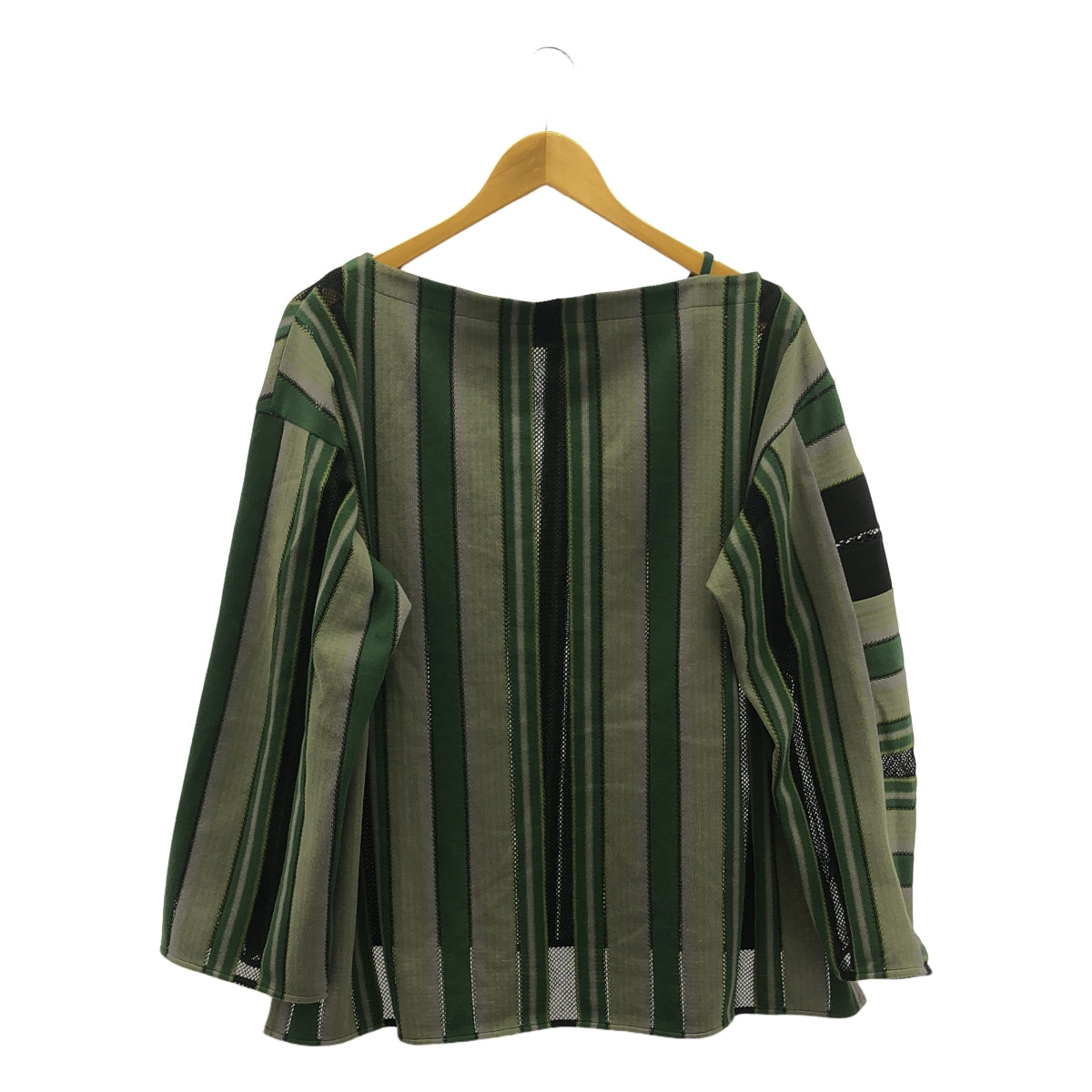 Mame Kurogouchi / 마메쿠로고우치 | 2023AW | Raschel Jersey Torchon Lace Stripe Top 토션 레이스 탑스 | 1 | 그린 | 여성