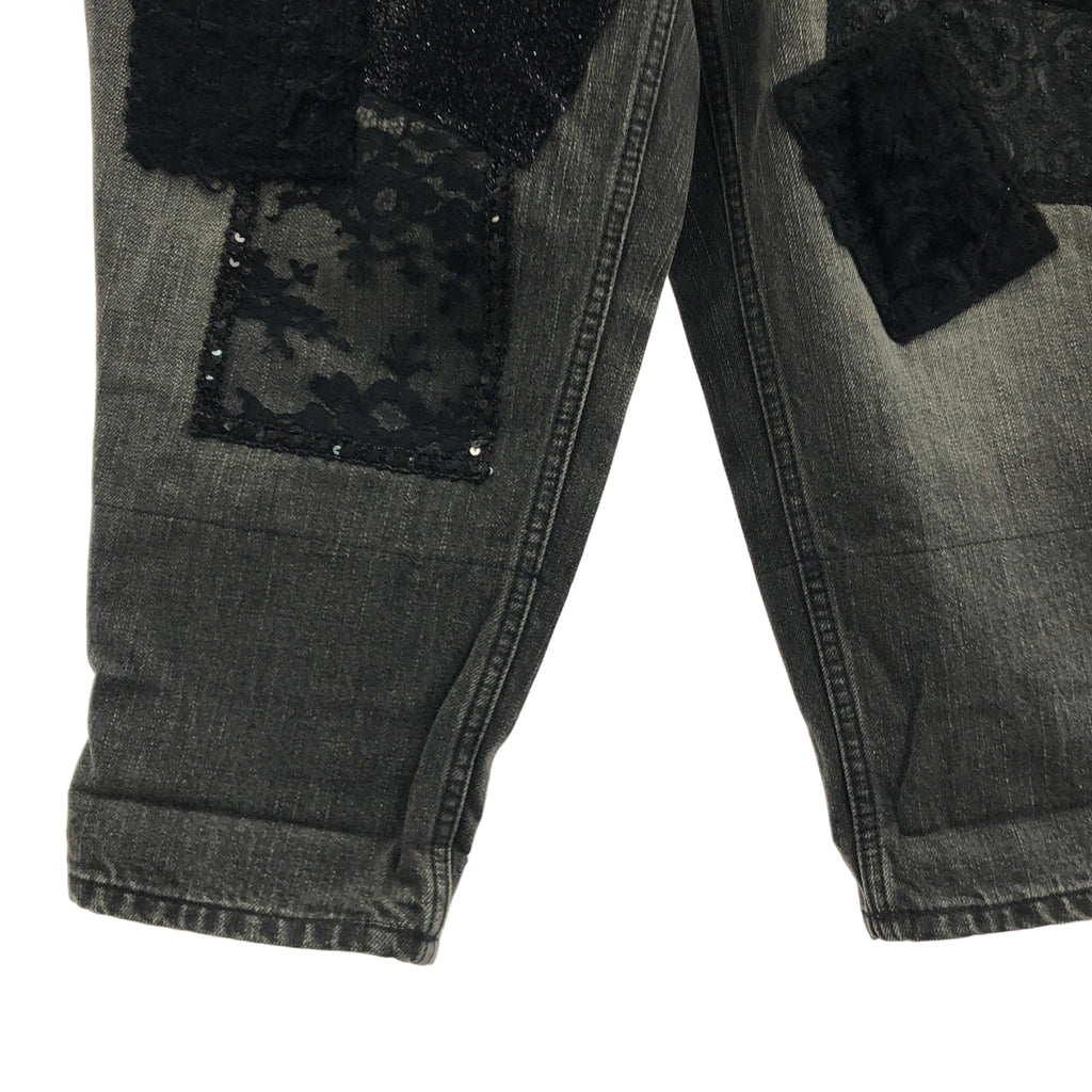 JUNYA WATANABE COMME des GARCONS / ジュンヤワタナベ | 2014AW | denim / スパンコール レザー クロコ型押し パッチワーク デニムパンツ | XS | レディース
