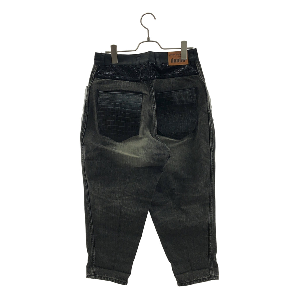 JUNYA WATANABE COMME des GARCONS / ジュンヤワタナベ | 2014AW | denim / スパンコール レザー クロコ型押し パッチワーク デニムパンツ | XS | レディース