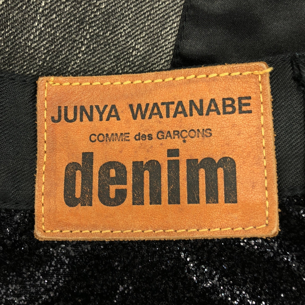 JUNYA WATANABE COMME des GARCONS / ジュンヤワタナベ | 2014AW | denim / スパンコール レザー クロコ型押し パッチワーク デニムパンツ | XS | レディース
