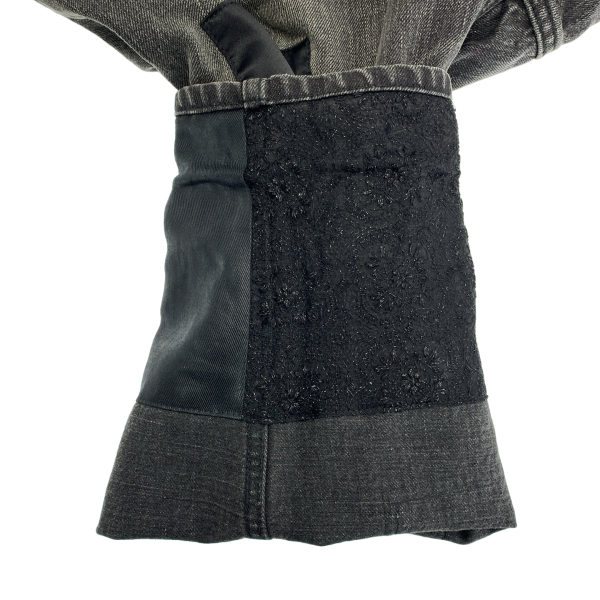 JUNYA WATANABE COMME des GARCONS / ジュンヤワタナベ | 2014AW | denim / スパンコール レザー クロコ型押し パッチワーク デニムパンツ | XS | レディース