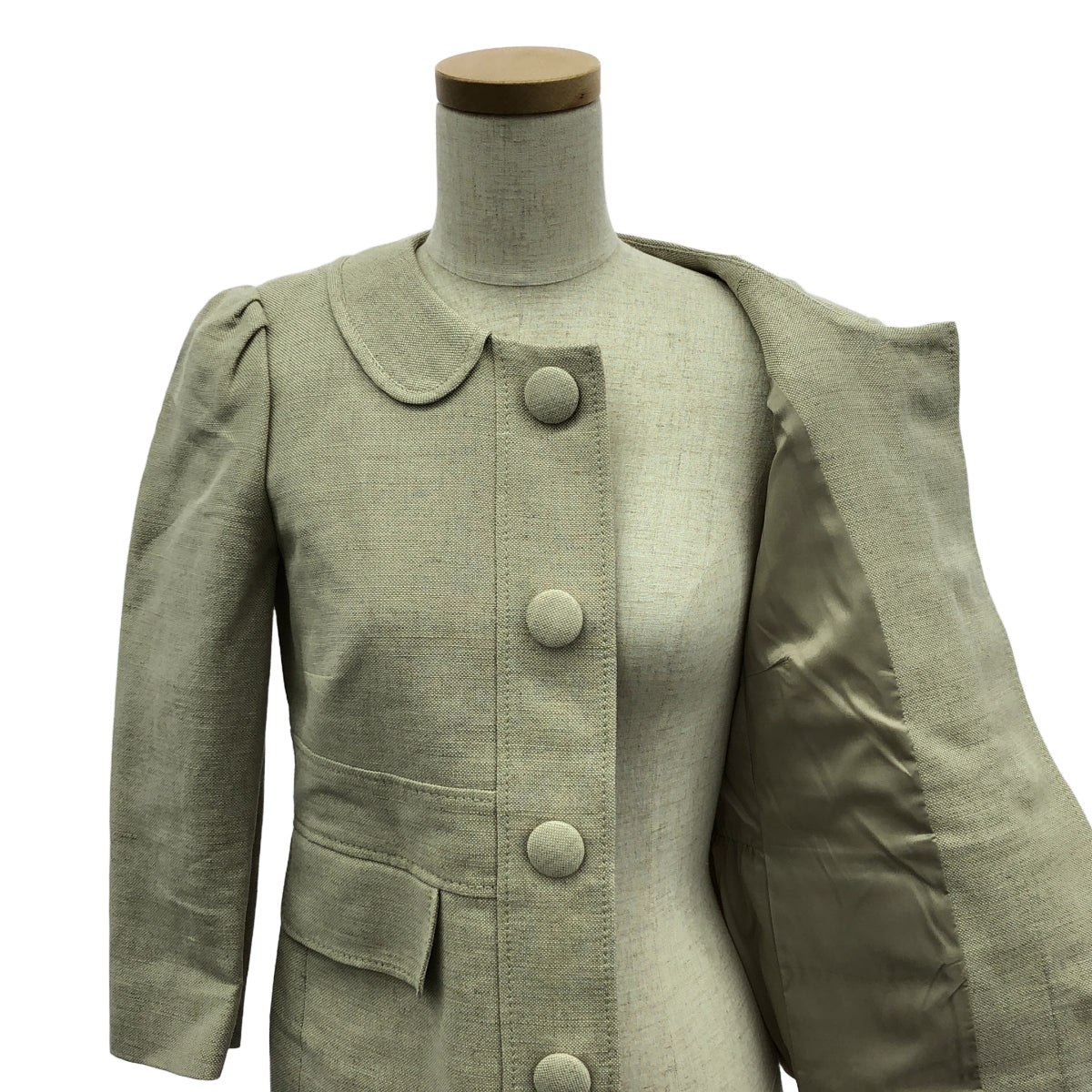 紅華倫天奴 |亞麻混紡圓領泡泡袖外套 | 38 |米色 |女性的