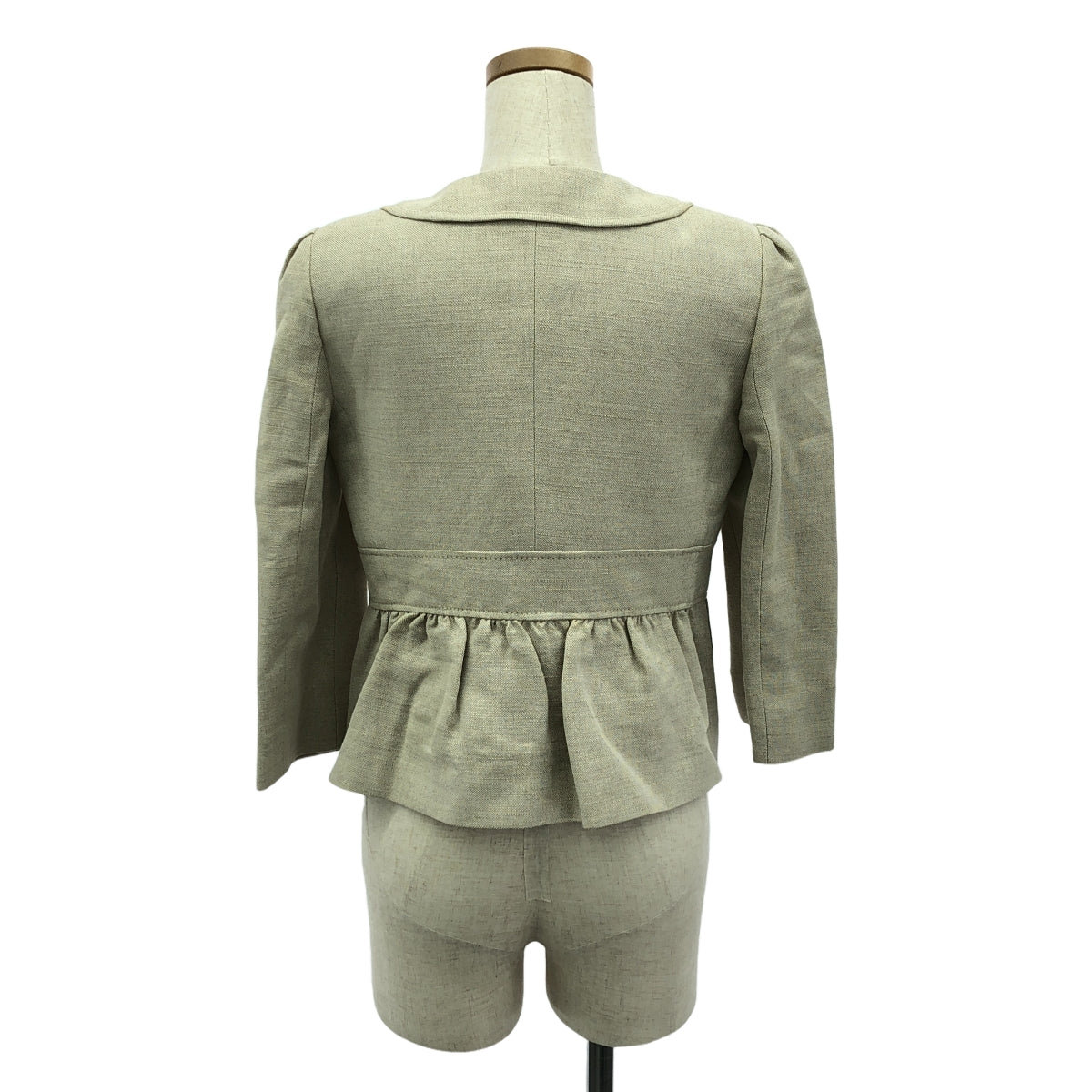 紅華倫天奴 |亞麻混紡圓領泡泡袖外套 | 38 |米色 |女性的