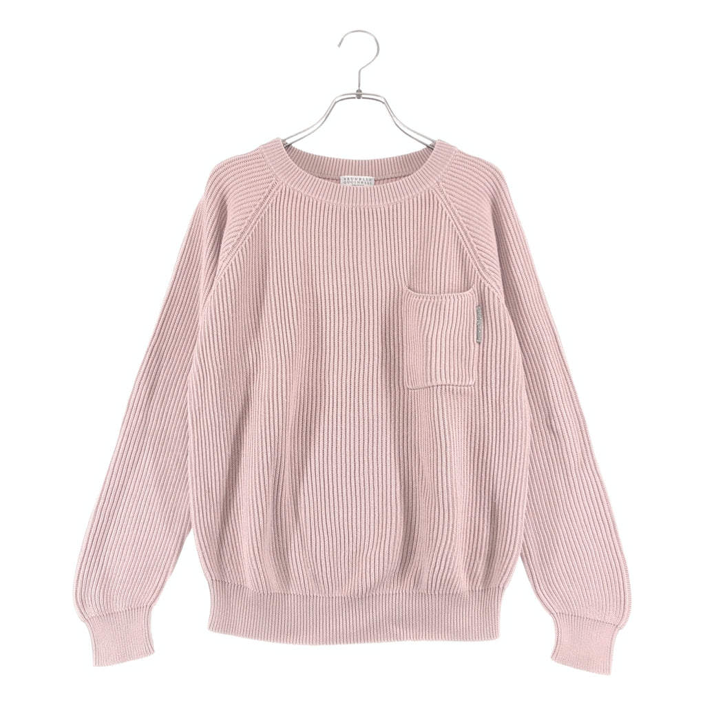 BRUNELLO CUCINELLI / ブルネロクチネリ | コットン ビジュー装飾 クルーネック リブニット | XS | レディース