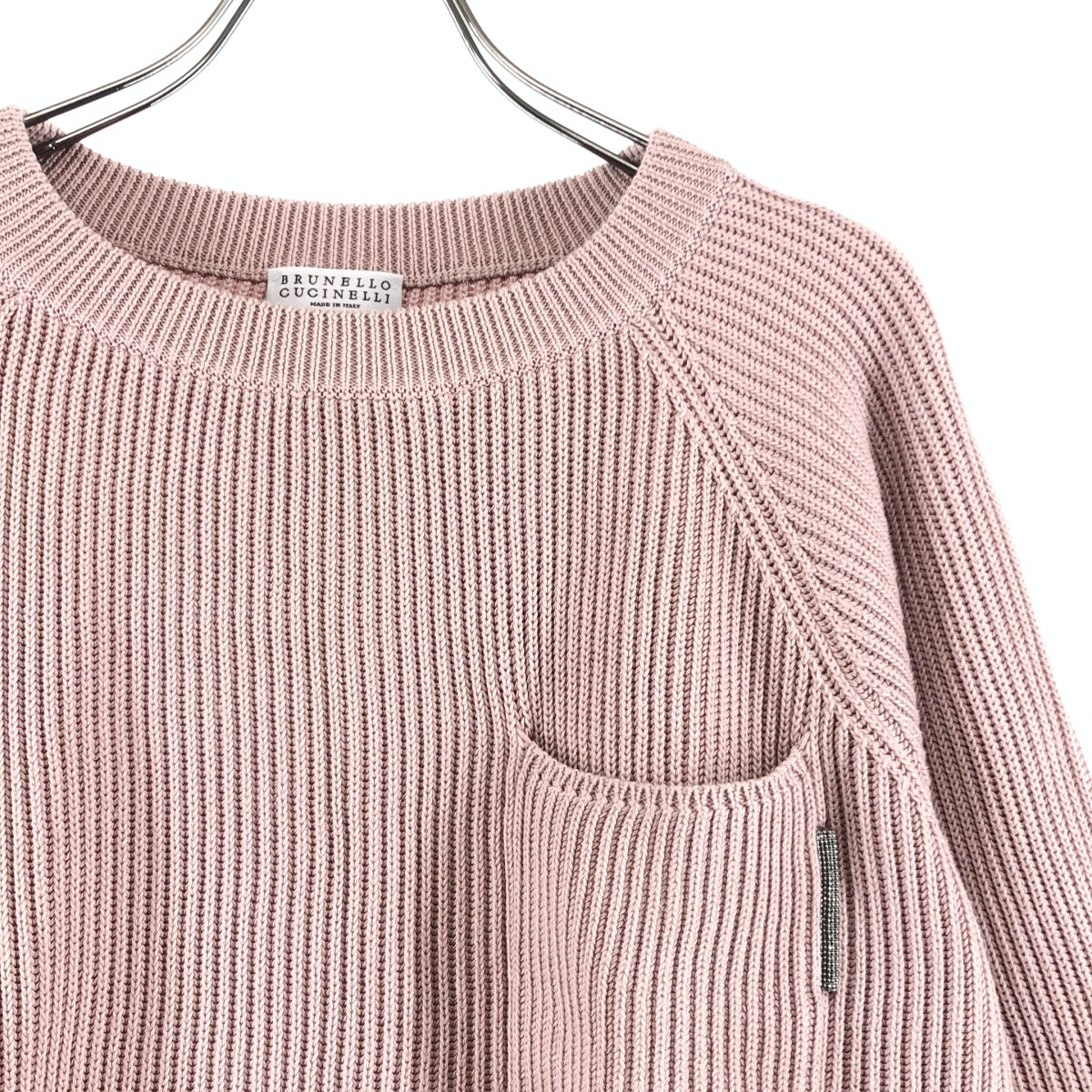 BRUNELLO CUCINELLI / ブルネロクチネリ | コットン ビジュー装飾 クルーネック リブニット | XS | レディース