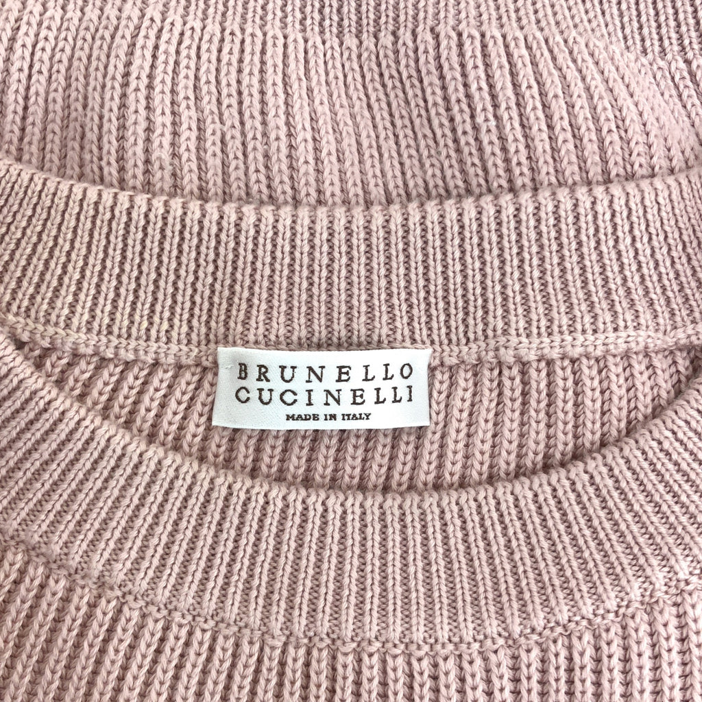 BRUNELLO CUCINELLI / ブルネロクチネリ | コットン ビジュー装飾 クルーネック リブニット | XS | レディース