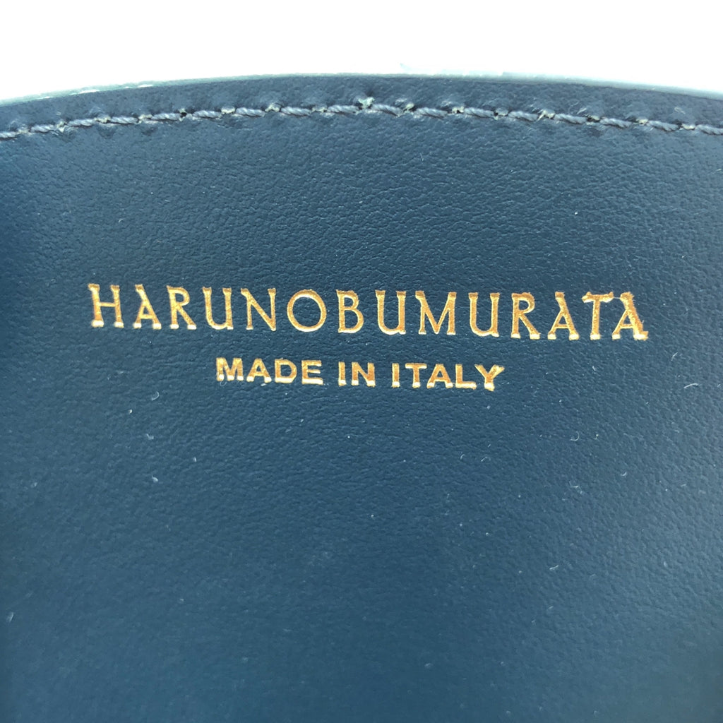 【미품】 HARUNOBUMURATA / 하르노부무라타 | PIADA MEDIA - LEATHER BELTED BOSTON / 가죽 로고 보스턴 핸드백 | 블루 | 여성