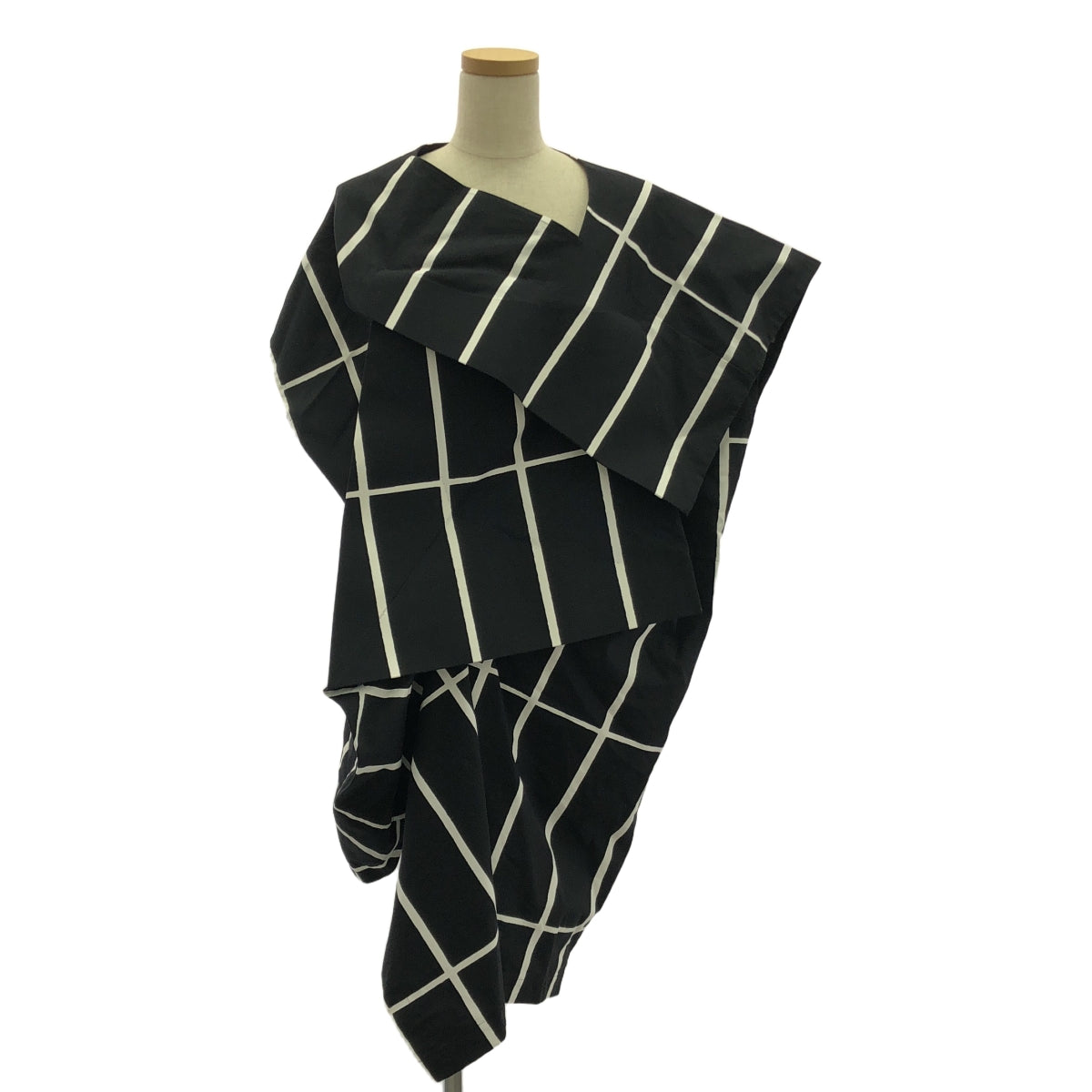 JUNYA WATANABE COMME des GARCONS / ジュンヤワタナベ | 2018SS | × marimekko / マリメッコ 変形 アシンメトリー ドレス ワンピース / 総裏地 | XS | ブラック/ホワイト | レディース