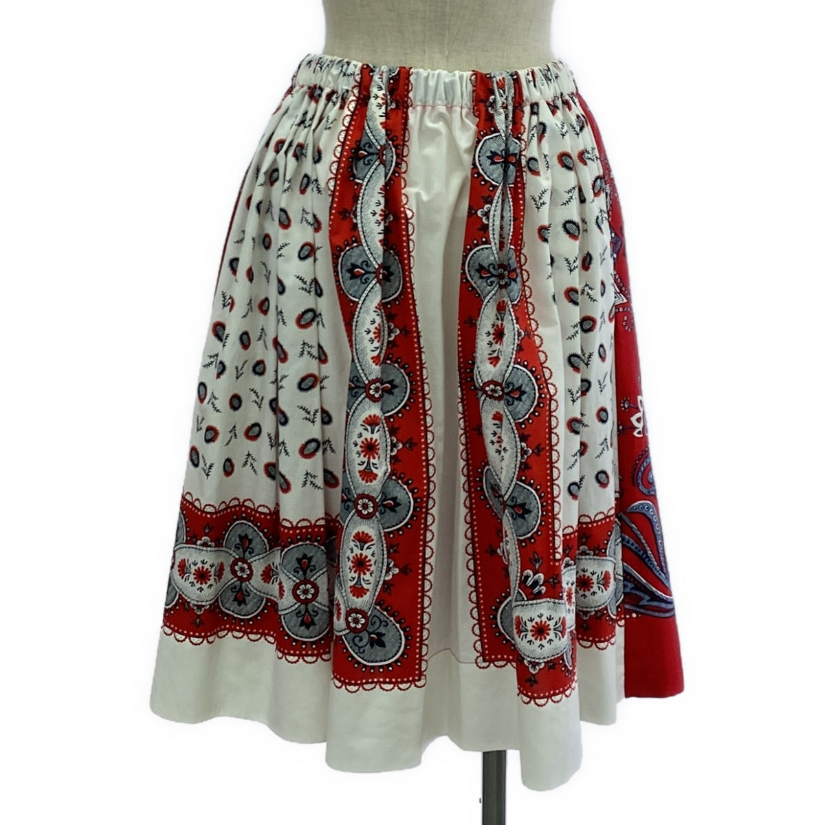 COMME des GARCONS | 2019秋冬 |全身印花褶皺休閒裙 | S |紅色/白色/藍色 |女性的