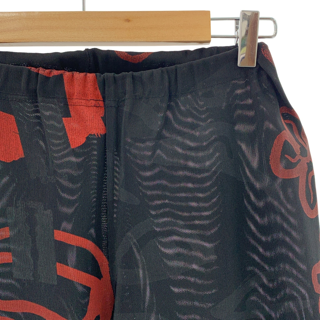 COMME des GARCONS / コムデギャルソン | AD2000 | ラバープリント 総柄 イージー パンツ | ブラック/レッド | レディース