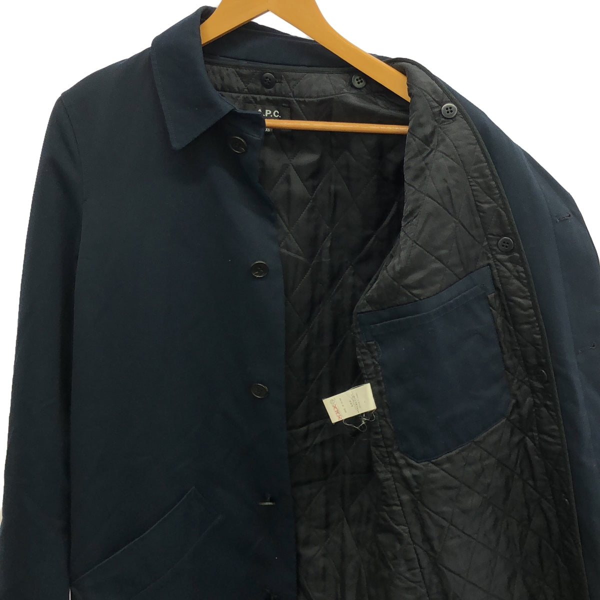 A.P.C. / アーペーセー | 中綿ライナー付き 比翼 ステンカラーコート | XS | ネイビー | メンズ