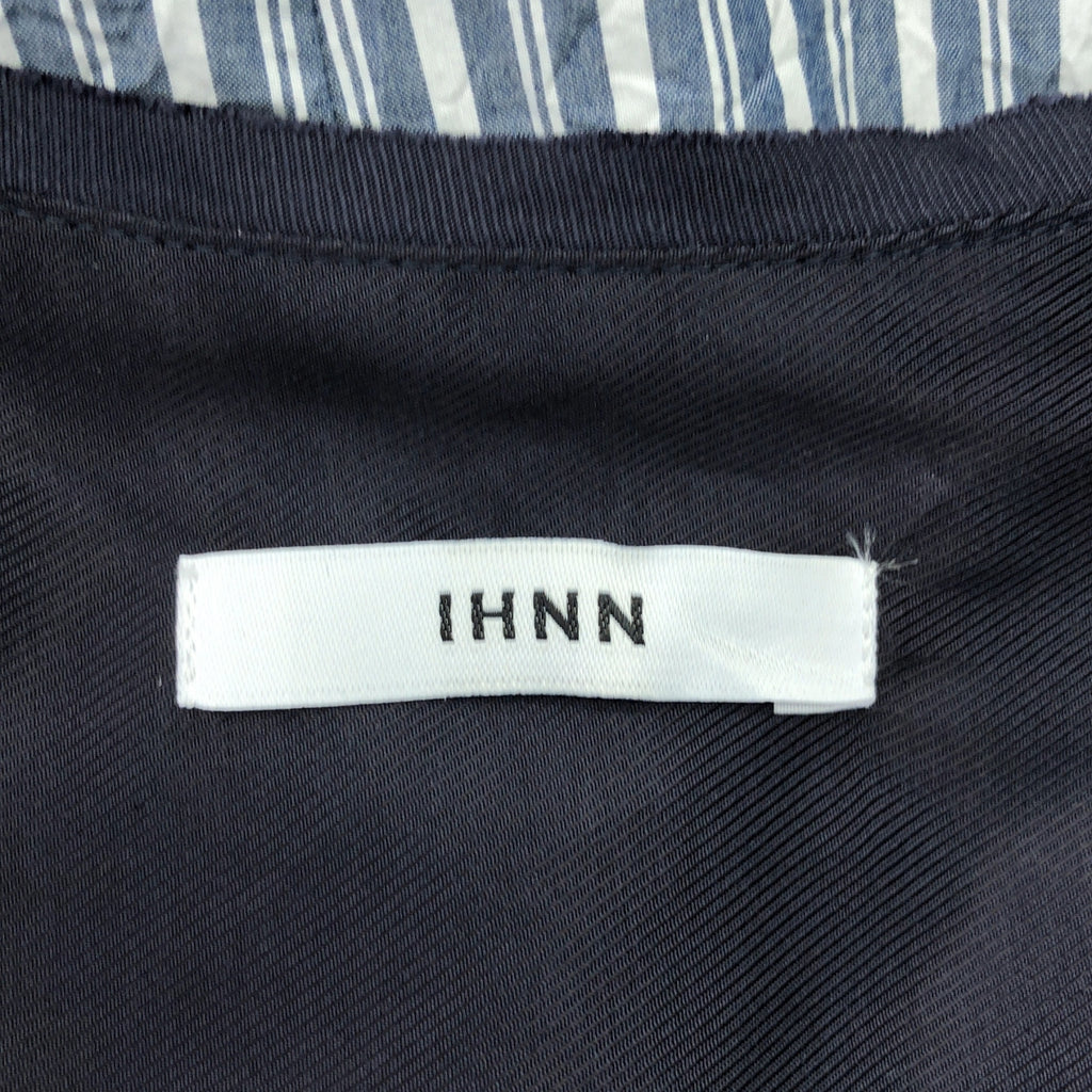 【美品】  IHNN / イン | STRIPE PIPING LONG DRESS / ダブルポケット ノーカラー ワンピース | 38 | Navy | レディース