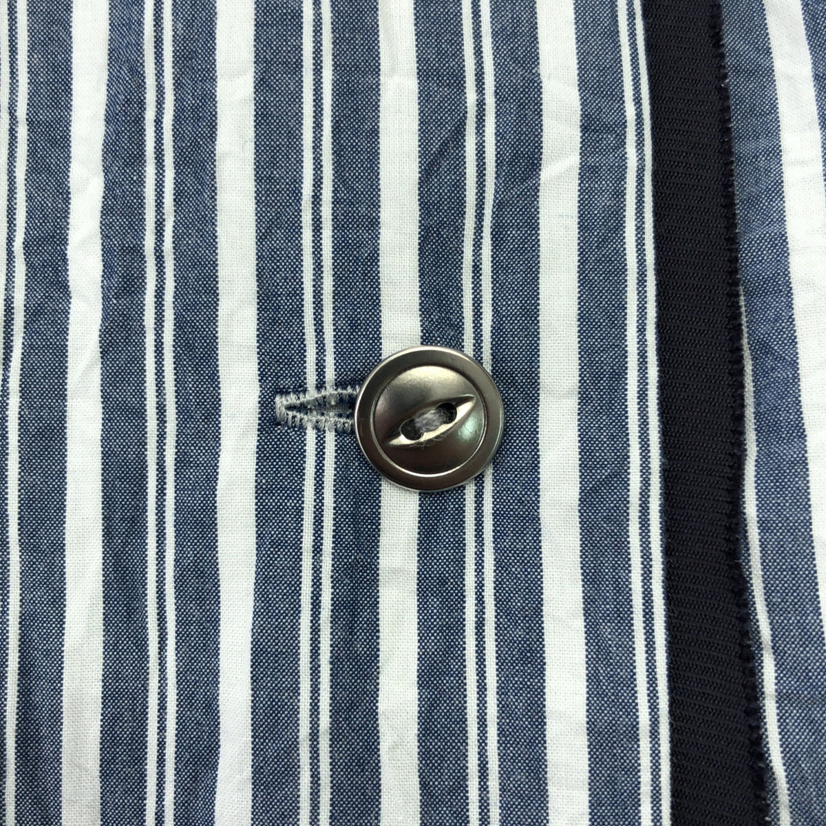 【美品】  IHNN / イン | STRIPE PIPING LONG DRESS / ダブルポケット ノーカラー ワンピース | 38 | Navy | レディース