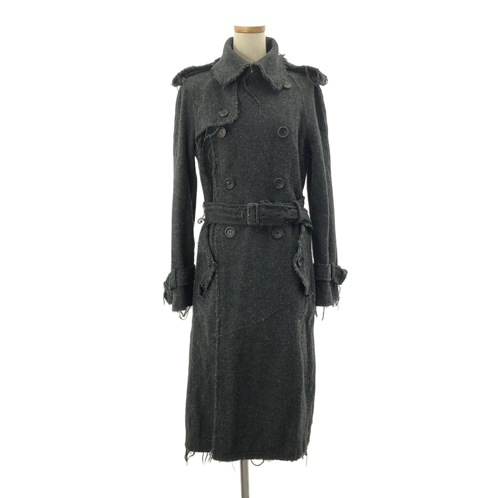 JUNYA WATANABE COMME des GARCONS / ジュンヤワタナベ | 2003AW | 縮絨加工 ウール カットオフ トレンチコート | M | レディース