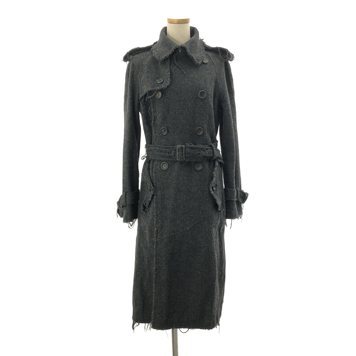JUNYA WATANABE COMME des GARCONS / ジュンヤワタナベ | 2003AW | 縮絨加工 ウール カットオフ トレンチコート | M | レディース