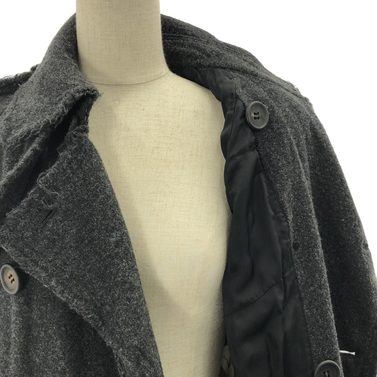 JUNYA WATANABE COMME des GARCONS / ジュンヤワタナベ | 2003AW | 縮絨加工 ウール カットオフ トレンチコート | M | レディース