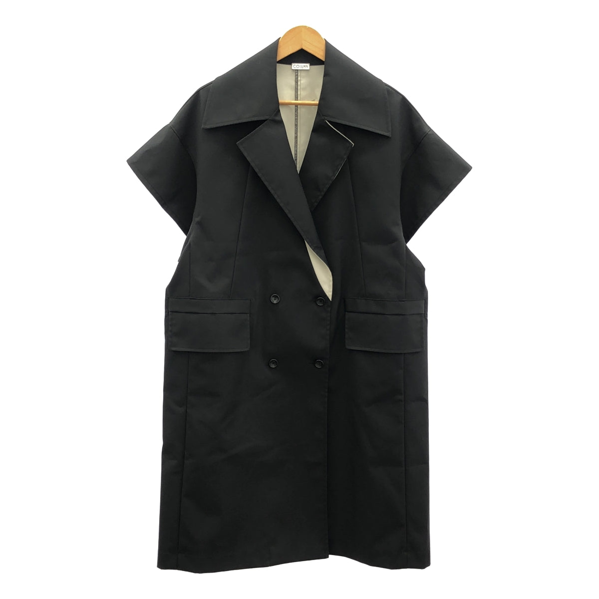 【美品】  COLUMN / コラム | 2023SS | ボンディングジレ ショートスリーブコート | 38 | ブラック | レディース