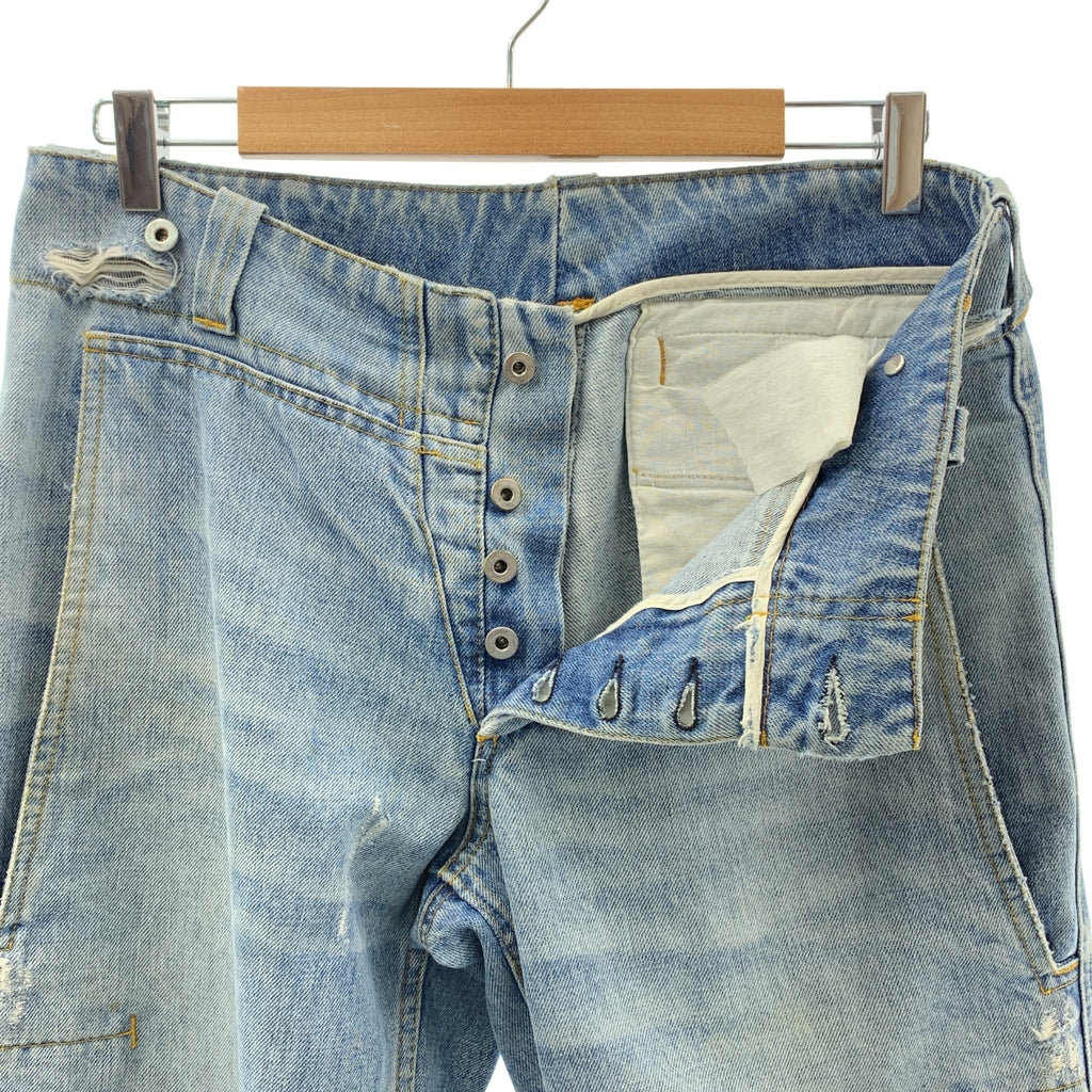 HELMUT LANG / 헬무트랑 | 본인기 데미지 가공 로고 도넛 버튼 데님 팬츠 |