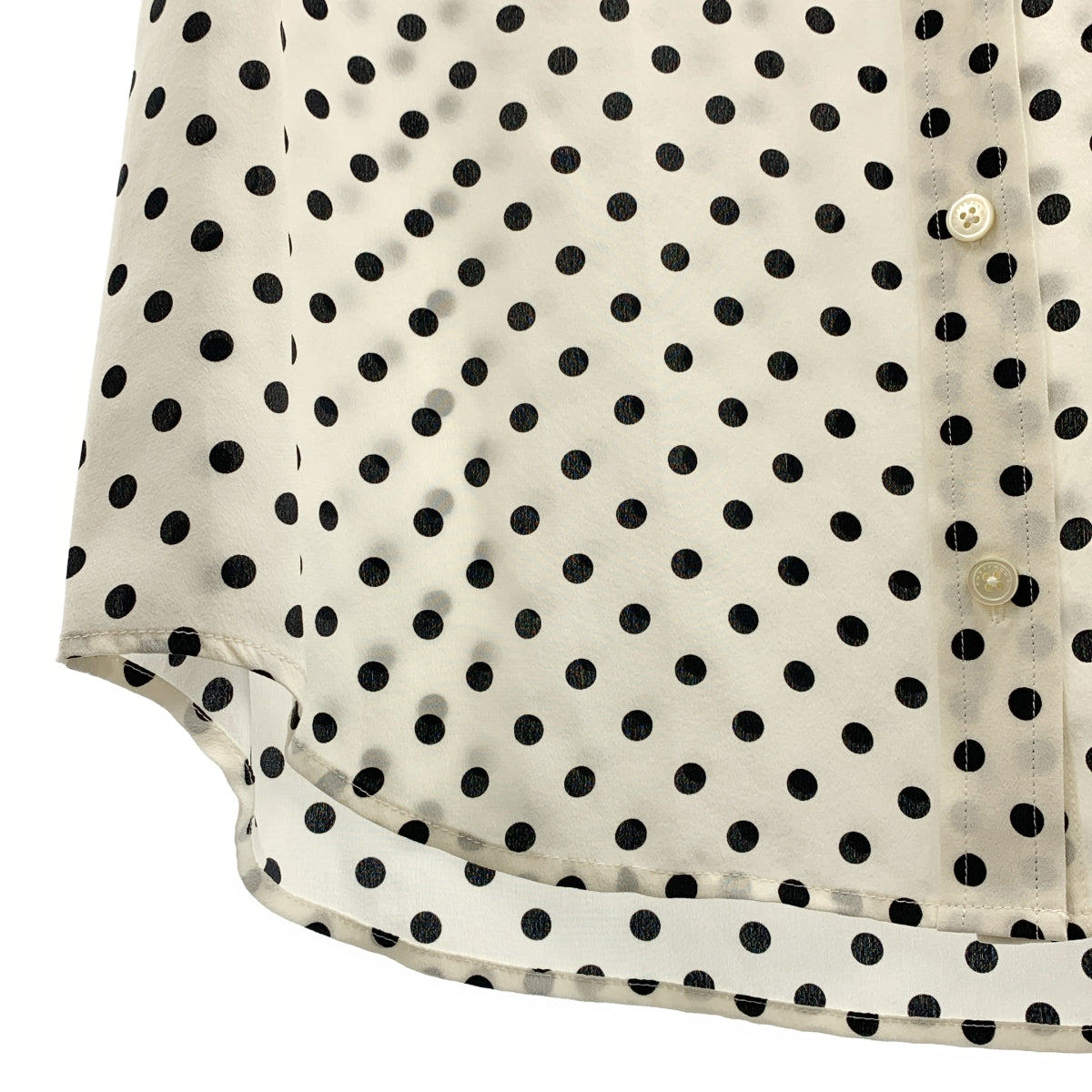 EQUIPMENT / エキップモン | silk 100％ / シルク 総柄 ロゴボタン ダブルポケット シャツ ブラウス | XS | レディース