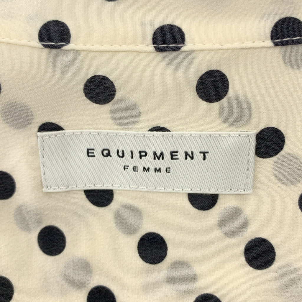 EQUIPMENT / エキップモン | silk 100％ / シルク 総柄 ロゴボタン ダブルポケット シャツ ブラウス | XS | レディース