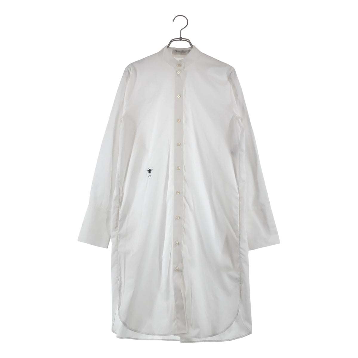 Christian Dior / クリスチャンディオール | Bee刺しゅう コットン バンドカラー ロングシャツ | 34 | レディース