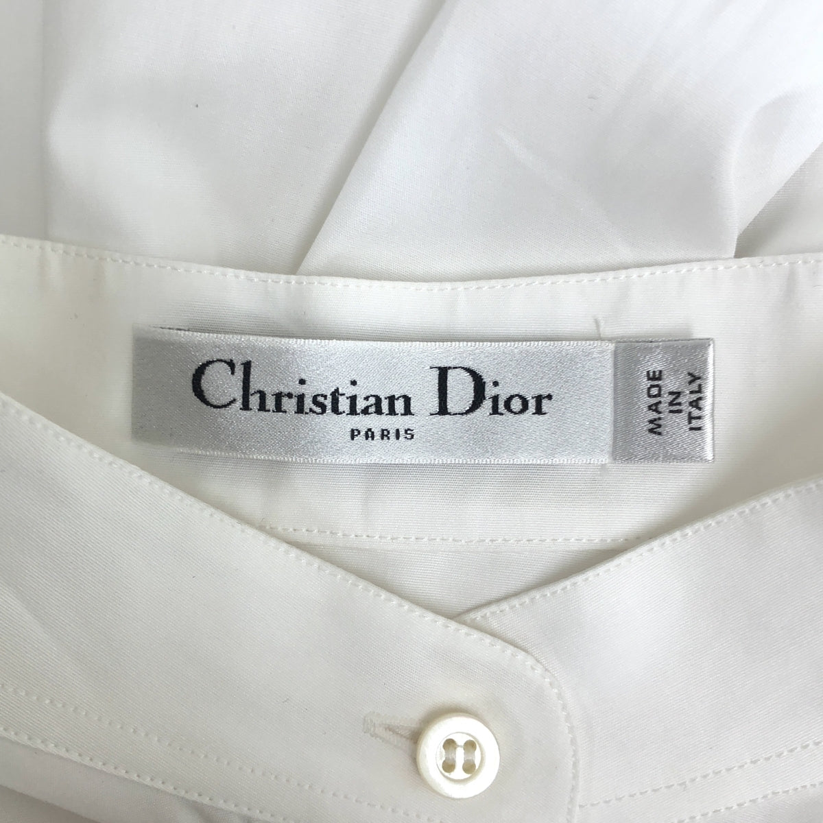 Christian Dior / クリスチャンディオール | Bee刺しゅう コットン バンドカラー ロングシャツ | 34 | レディース