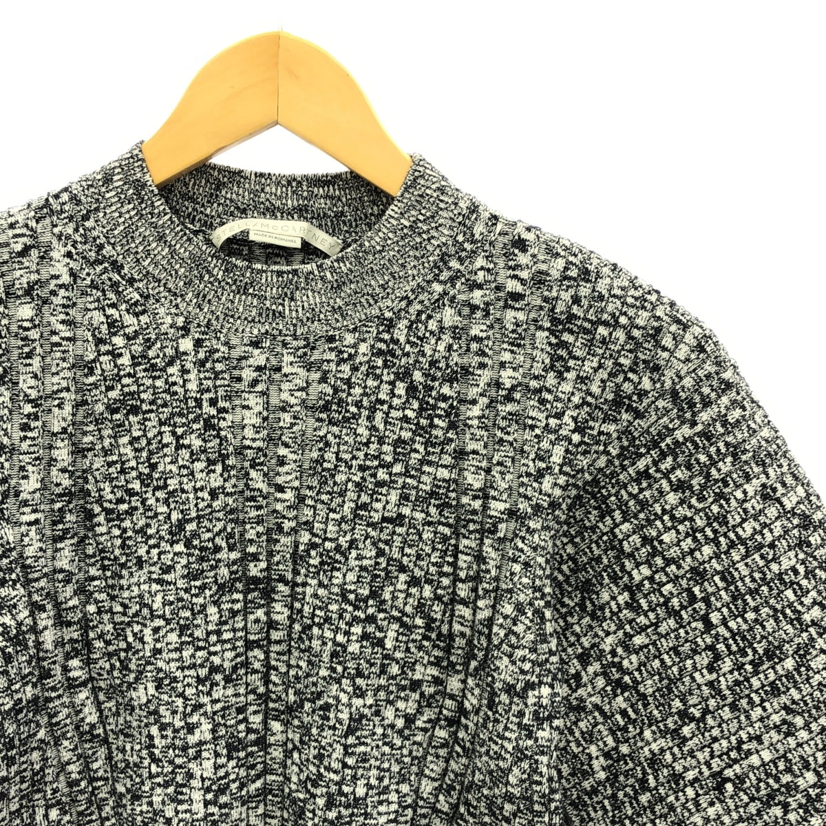 【미품】 STELLA McCARTNEY / 스텔라 맥카트니 | Mouline Rib Knit / 슬릿 슬리브 리브 탑 니트 | XXS | 회색 | 여성