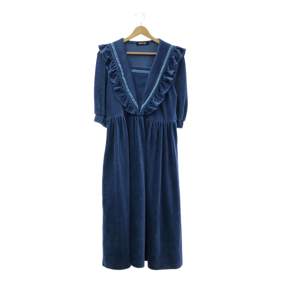 [狀況極佳] Candy Stripper | 燈芯絨水手領荷葉邊連身裙 | 2 碼 | 藍色 | 女款