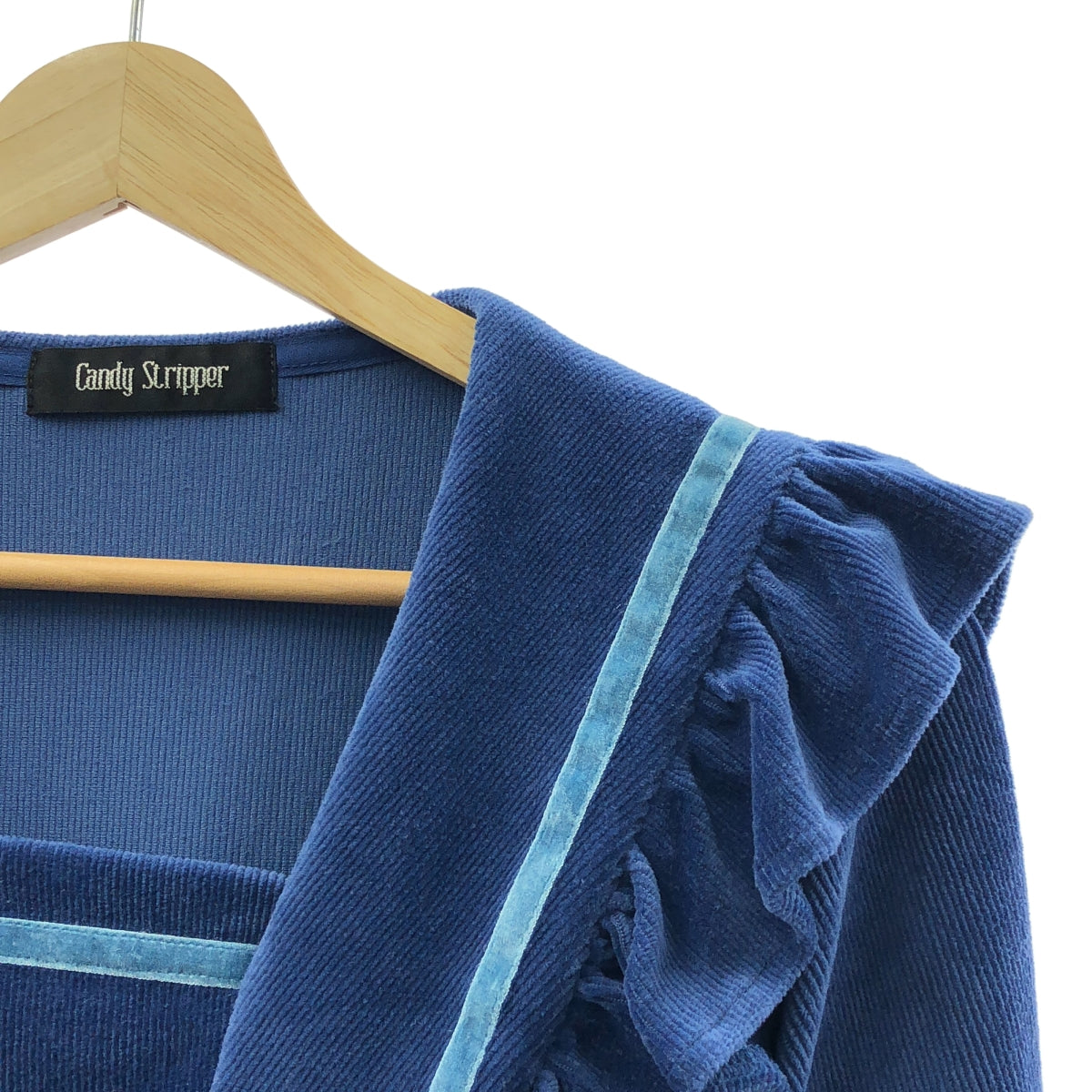 [狀況極佳] Candy Stripper | 燈芯絨水手領荷葉邊連身裙 | 2 碼 | 藍色 | 女款