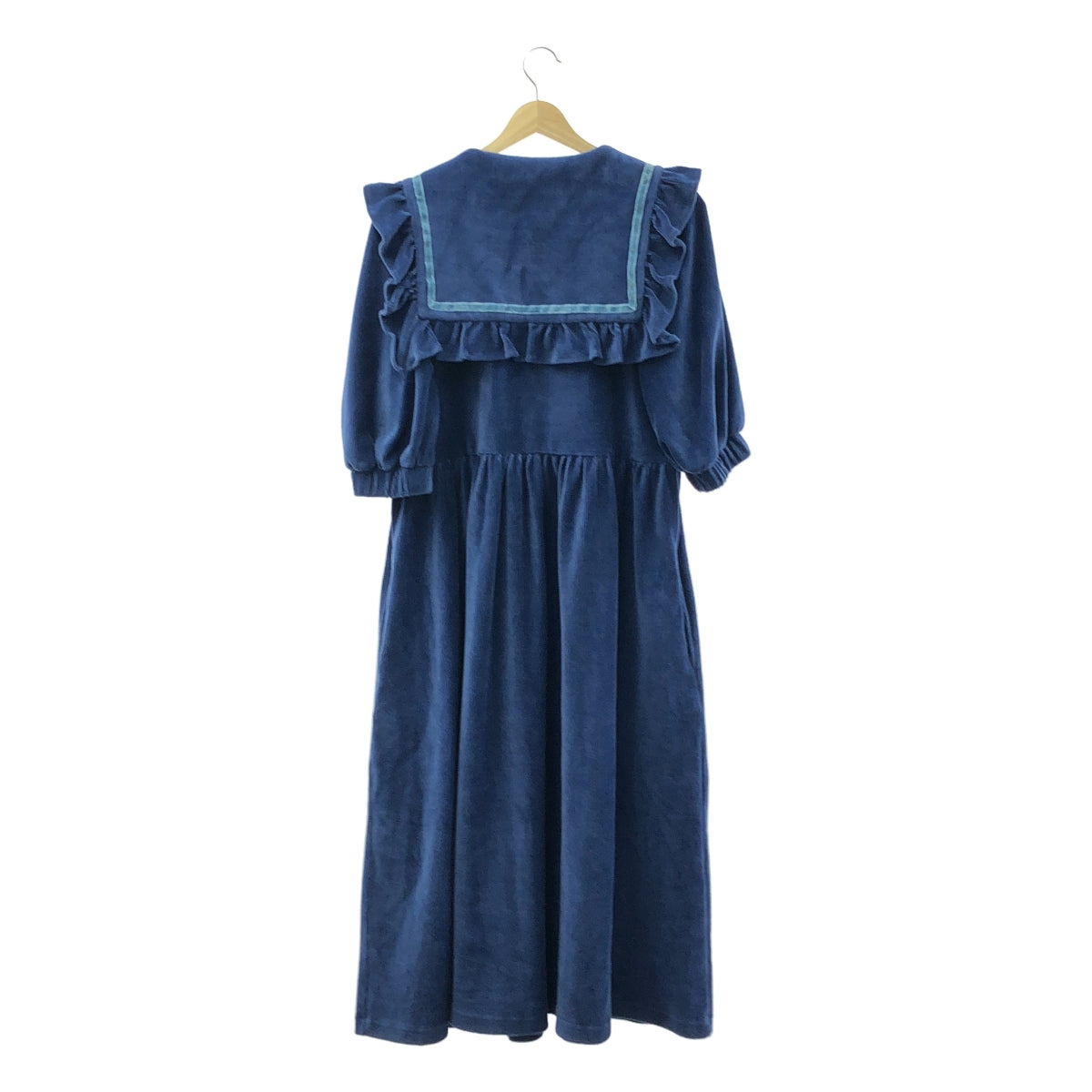 [狀況極佳] Candy Stripper | 燈芯絨水手領荷葉邊連身裙 | 2 碼 | 藍色 | 女款