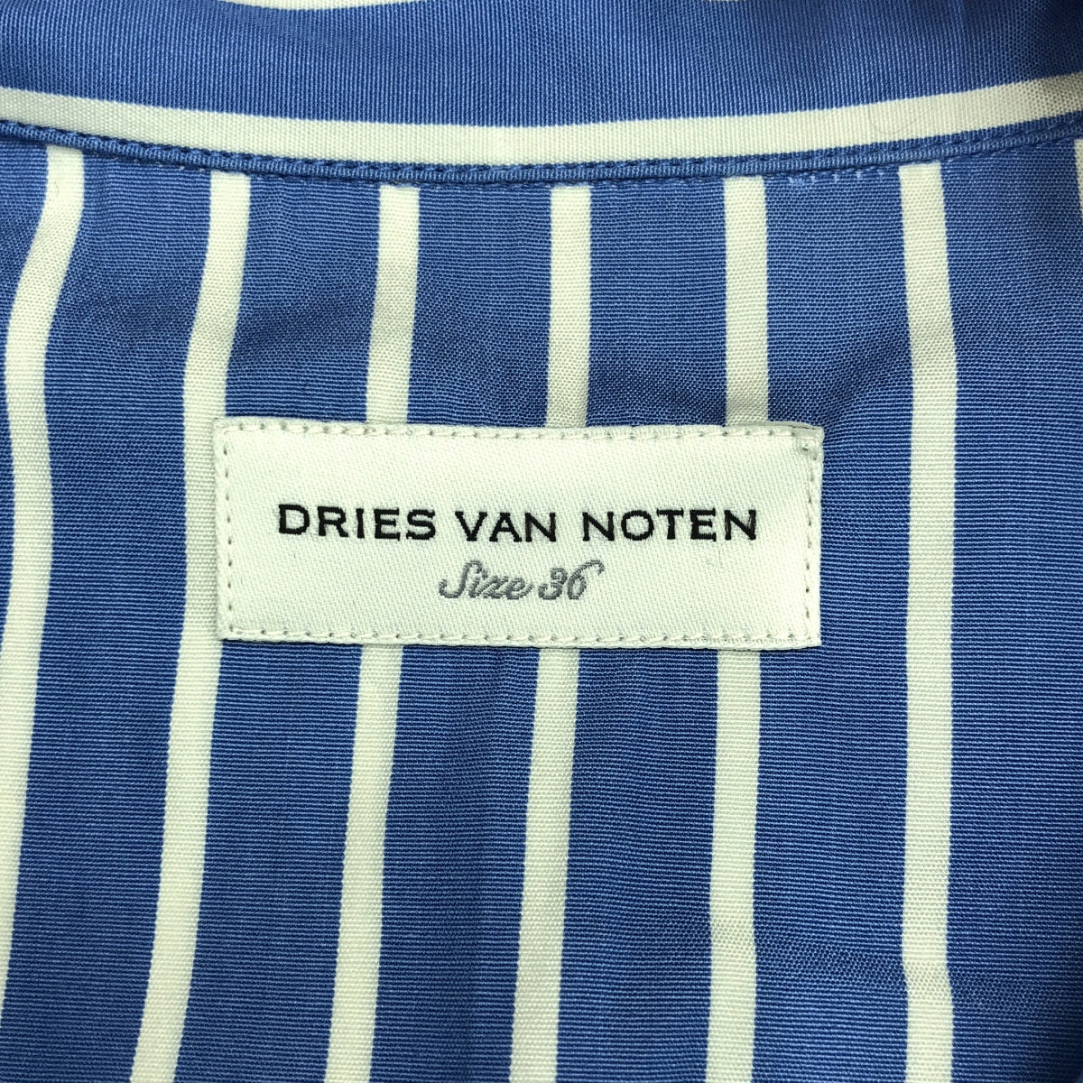 [Good Condition] DRIES VAN NOTEN | CALBERO EMB 8067 WWSHIRT Striped Shirt | Size 36 | Light Blue | Women's