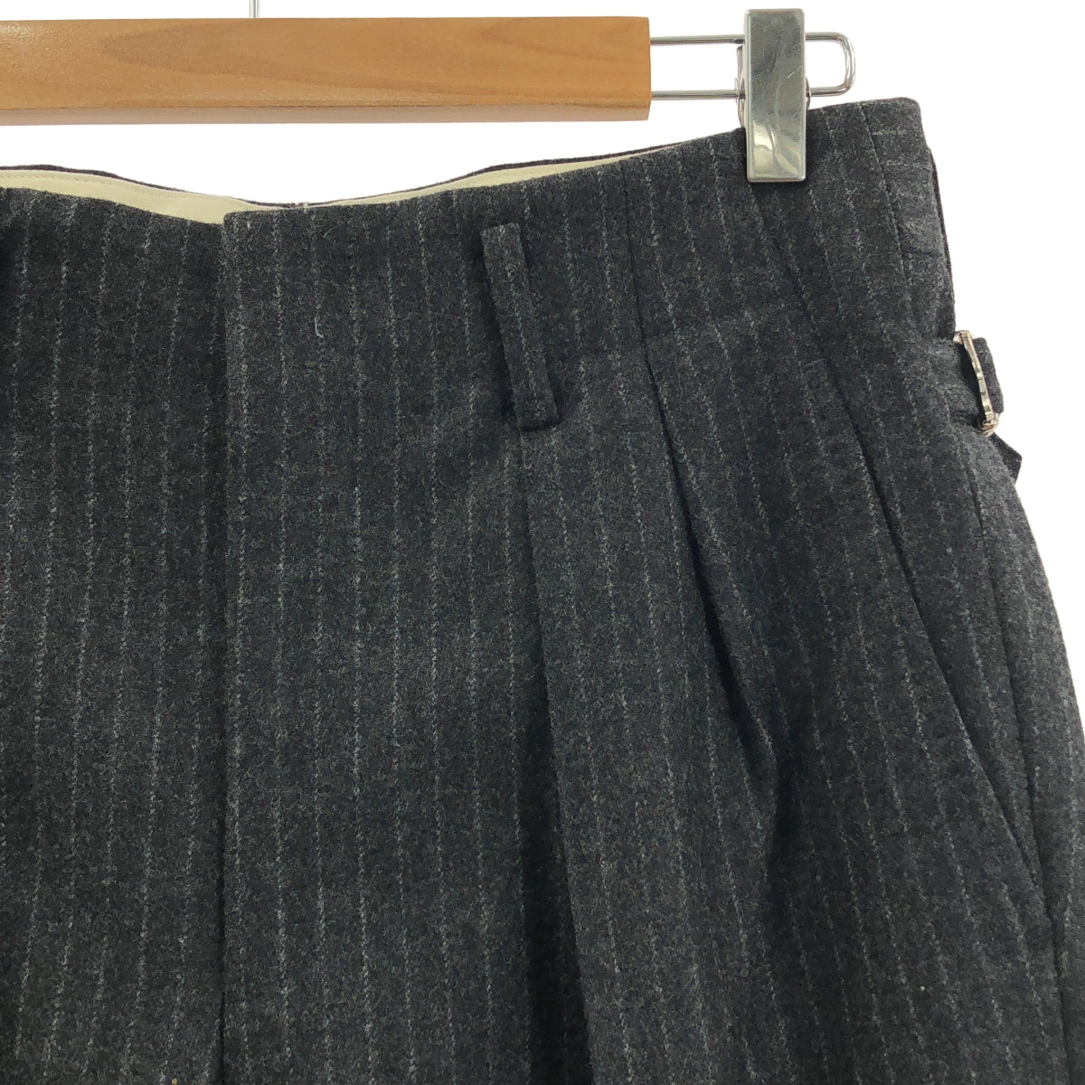 RAINMAKER / 레인 메이커 | 울 캐시미어 스트라이프 사이드 어저스터 슬랙스 팬츠 | 44 | 남성