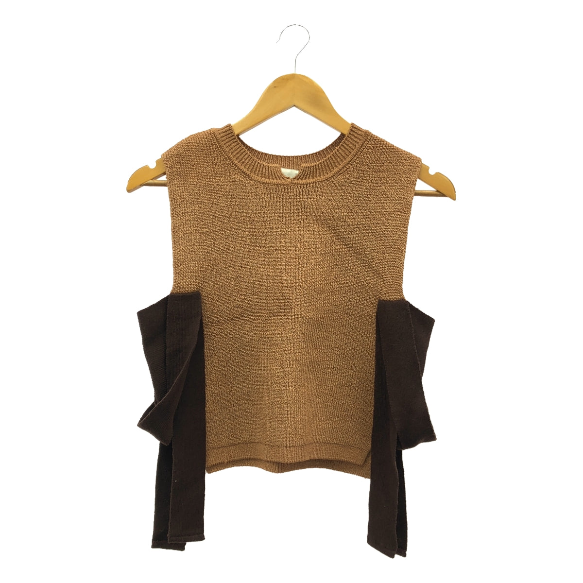 TAN | Rayon Side Ribbon Knit Vest | F | Women's