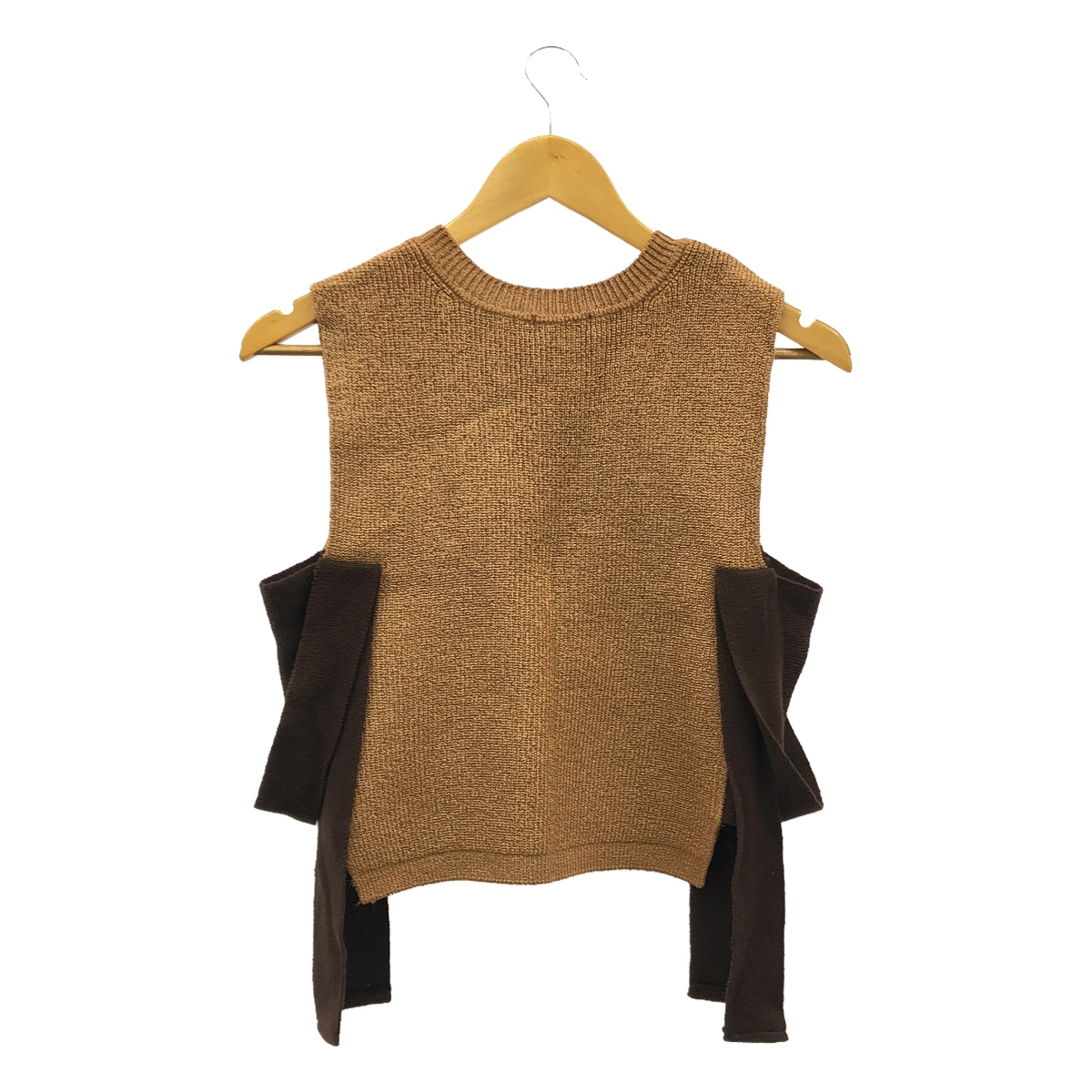 TAN | Rayon Side Ribbon Knit Vest | F | Women's