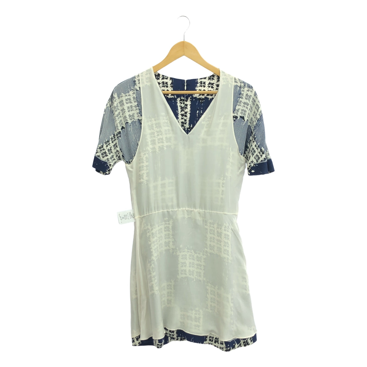 [狀況良好] 巴黎世家 | 100% 真絲 / 絲質全身印花後拉鍊連身裙 |尺寸 36 |海軍 |女性的