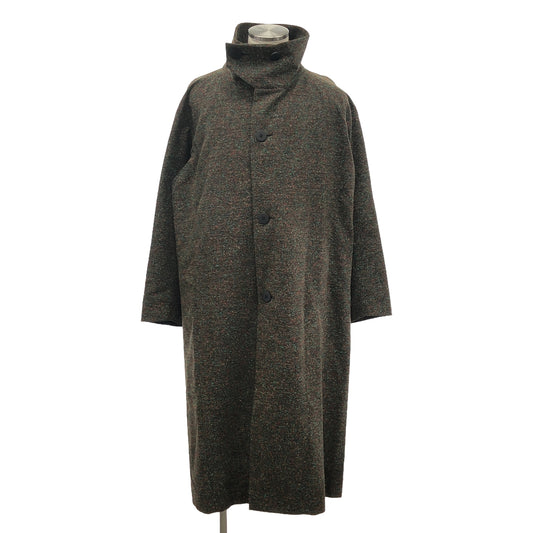 [Good Condition] IM MEN | 2022AW | ISSEY MIYAKE MELANGE TWEED Silk Cotton Wool Melange Tweed High Neck Coat | 3 | Brown | Men's