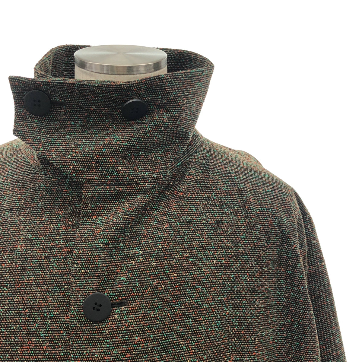 [Good Condition] IM MEN | 2022AW | ISSEY MIYAKE MELANGE TWEED Silk Cotton Wool Melange Tweed High Neck Coat | 3 | Brown | Men's