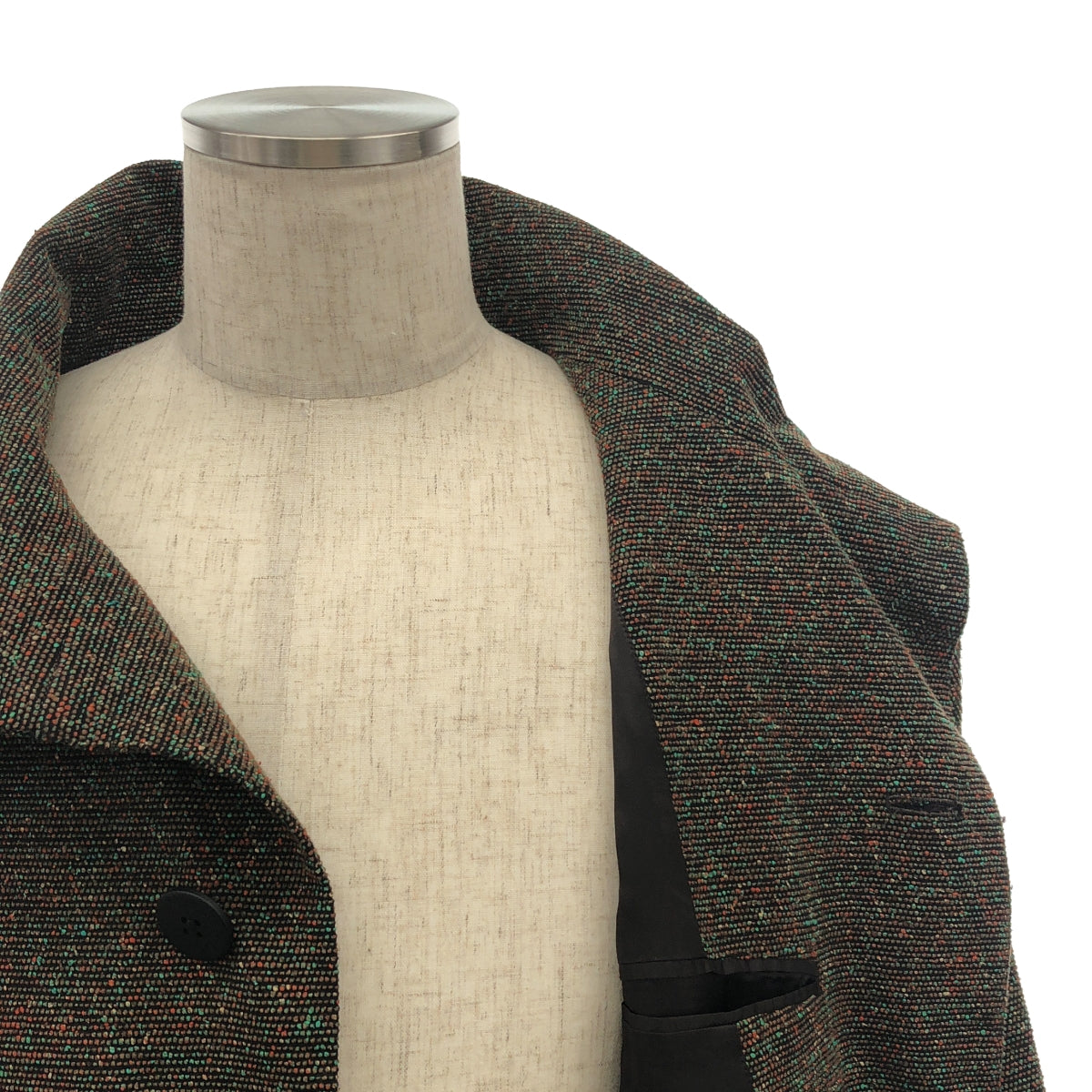 [Good Condition] IM MEN | 2022AW | ISSEY MIYAKE MELANGE TWEED Silk Cotton Wool Melange Tweed High Neck Coat | 3 | Brown | Men's