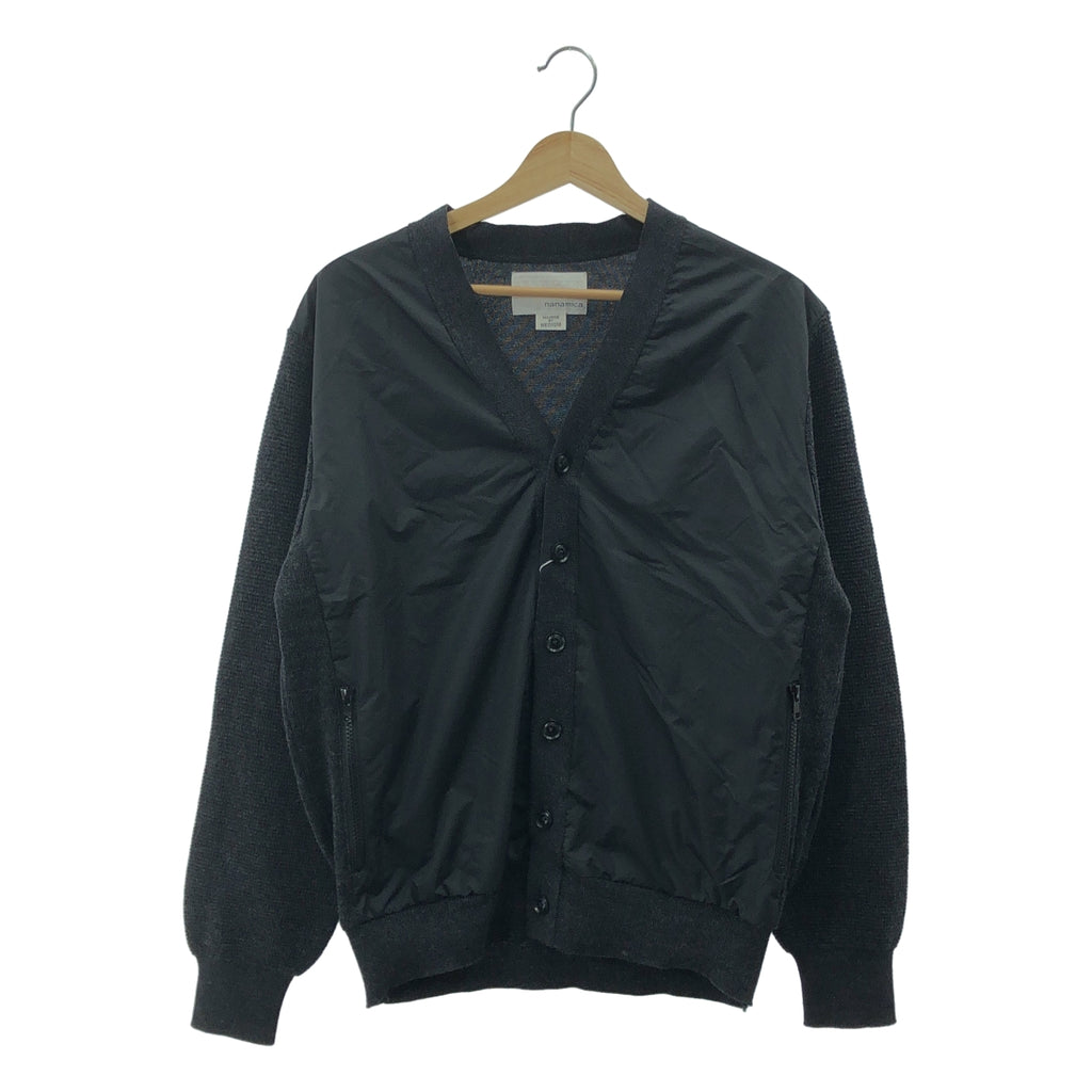nanamica / ナナミカ | hybrid cardigan / 異素材 切替 ハイブリット ニット カーディガン | M | チャコールブラック系 | メンズ