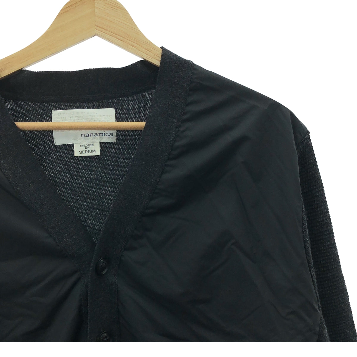 nanamica / ナナミカ | hybrid cardigan / 異素材 切替 ハイブリット ニット カーディガン | M | チャコールブラック系 | メンズ