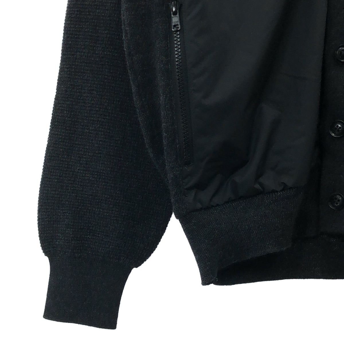 nanamica / ナナミカ | hybrid cardigan / 異素材 切替 ハイブリット ニット カーディガン | M | チャコールブラック系 | メンズ