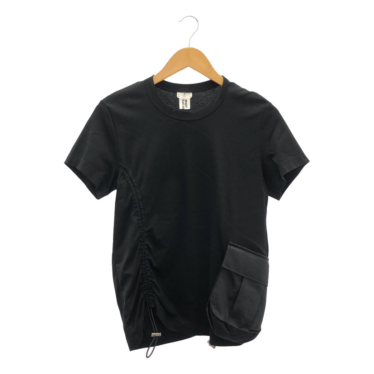 【美品】  noir kei ninomiya / ノワールケイニノミヤ | 2023SS | コットン ギャザー ポケット付き Tシャツ | M | ブラック | レディース