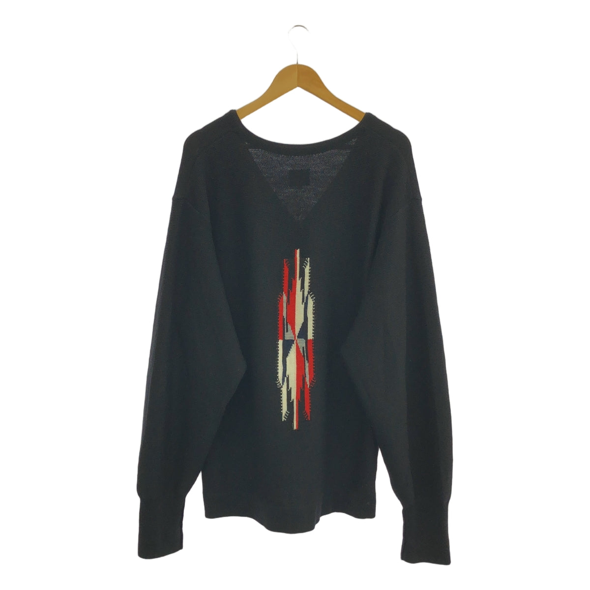 Needles / 니들스 | 2024SS | V Neck Cardigan Chimayo 치마요 무늬 울 니트 가디건 | XL | 블랙 / 레드 / 화이트 | 남성